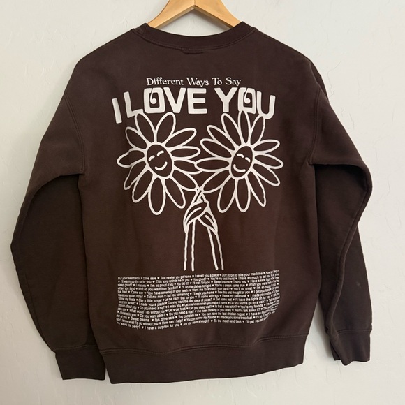 Lonely Ghost This Song Reminds Me of You Crewneck Sweatshirt Size S Brown Love - Picture 3 of 6